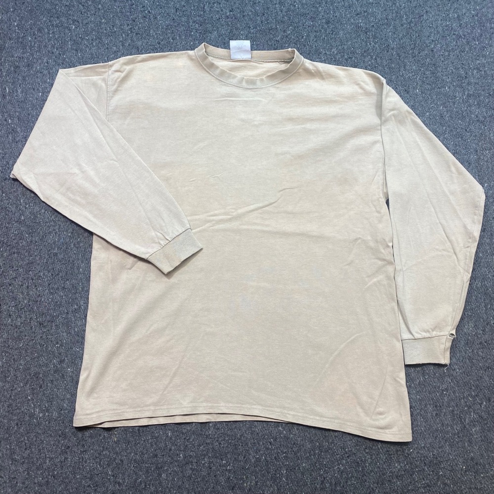 Pluma Heavyweight TShirt Sz L Mens Tan Grunge Skater Made In USA Long Sleeve Tee